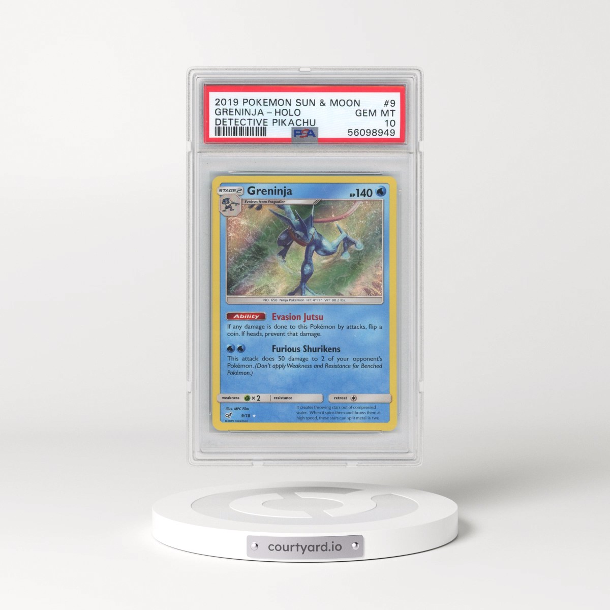 2019 Pokémon Sun & Moon Detective Pikachu #9 Greninja - Holo (PSA 10 GEM MINT)