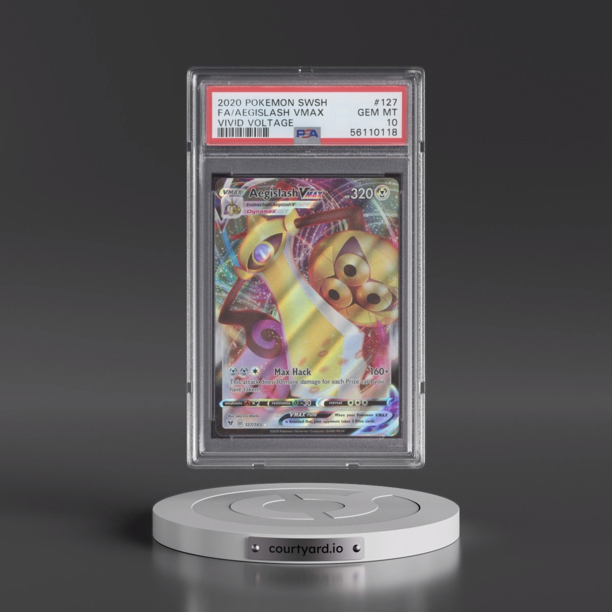 2020 Pokémon Sword & Shield Vivid Voltage Aegislash Vmax - Full Art #127 PSA 10