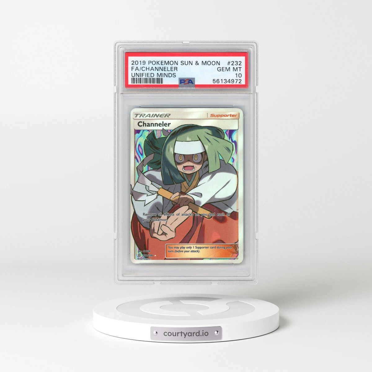 2019 Pokémon Sun & Moon Unified Minds #232 Channeler - Full Art (PSA 10 GEM MINT)