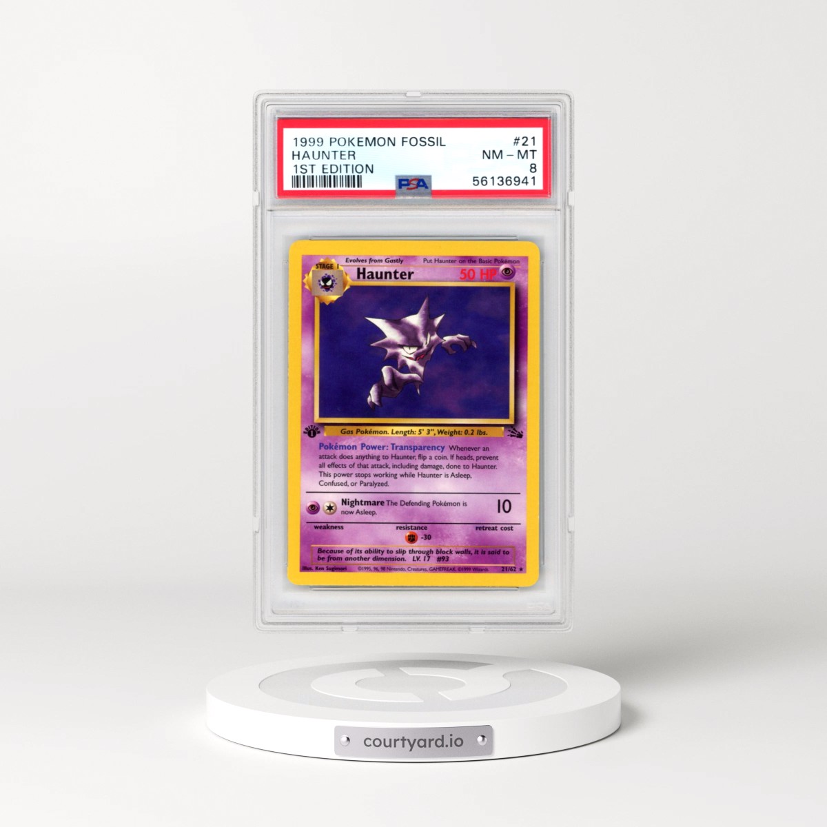 1999 Pokémon Fossil #21 Haunter - 1st Edition (PSA 8 NM-MT)
