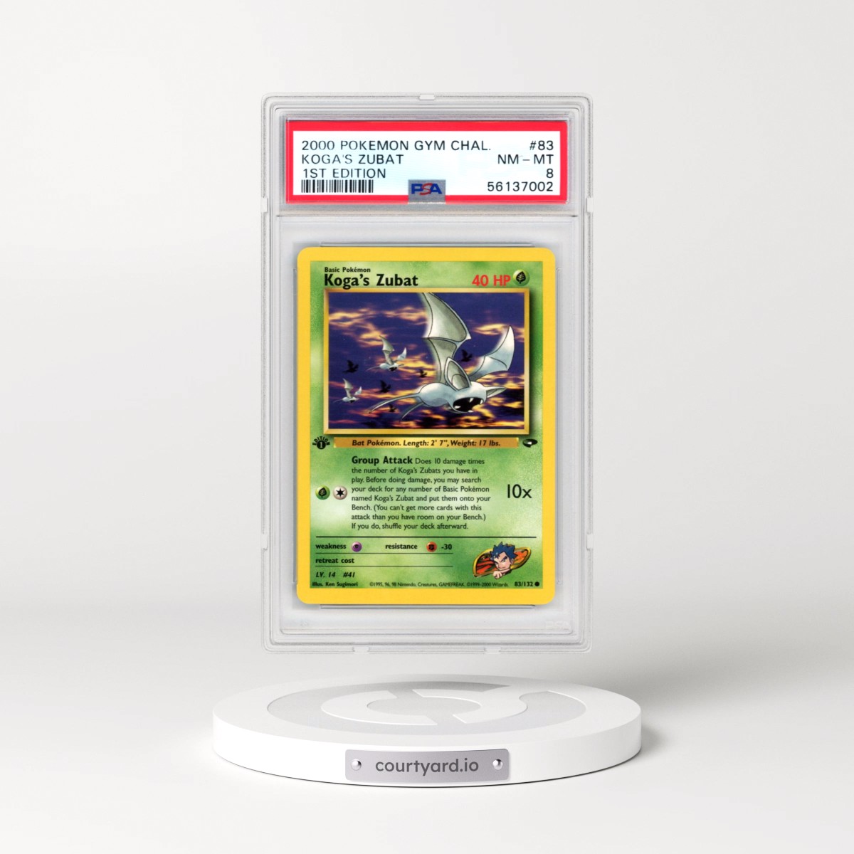 2000 Pokémon Gym Challenge #83 Koga's Zubat - 1st Edition (PSA 8 NM-MT)