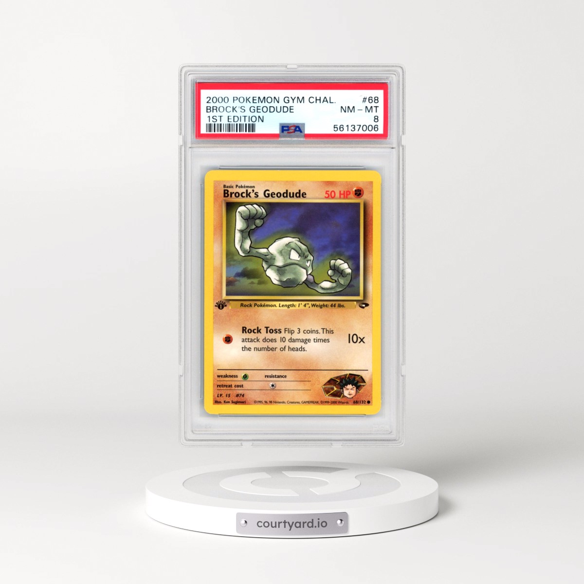 2000 Pokémon Gym Challenge #68 Brock's Geodude - 1st Edition (PSA 8 NM-MT)