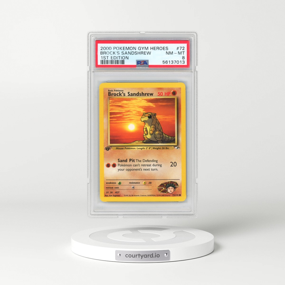 2000 Pokémon Gym Heroes #72 Brock's Sandshrew - 1st Edition (PSA 8 NM-MT)