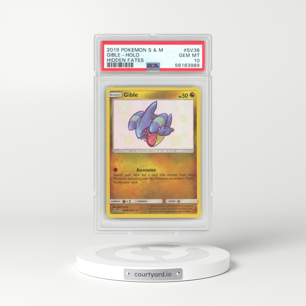 2019 Hidden Fates #SV38 Gible - Holo (PSA 10 GEM MINT)