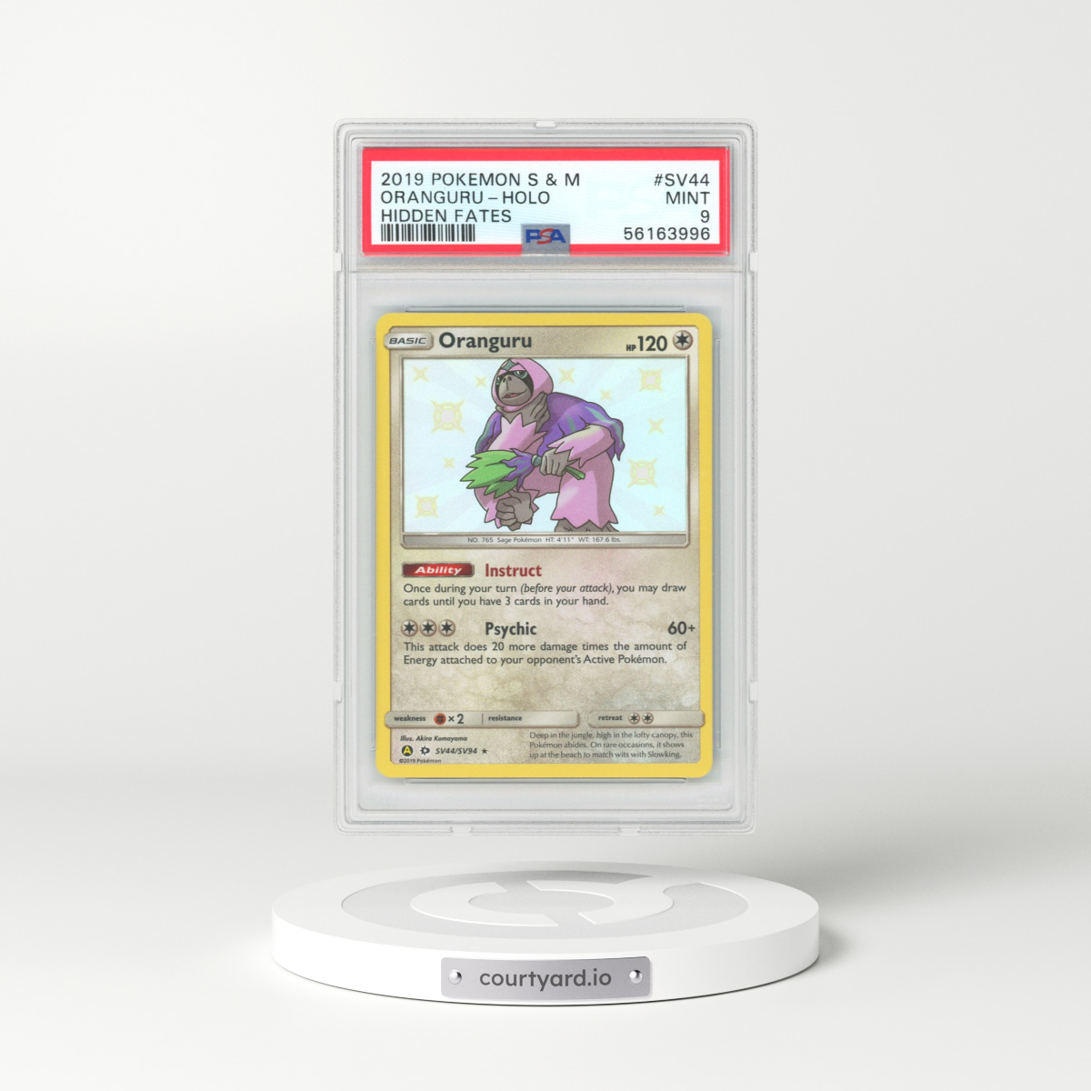 2019 Hidden Fates #SV44 Oranguru - Holo (PSA 9 MINT)