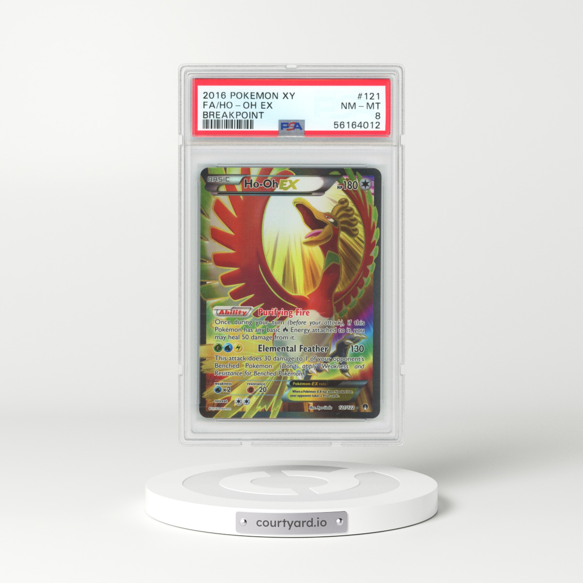 2016 BREAKPoint #121 Ho-Oh EX - Full Art Holo (PSA 8 NM-MT)
