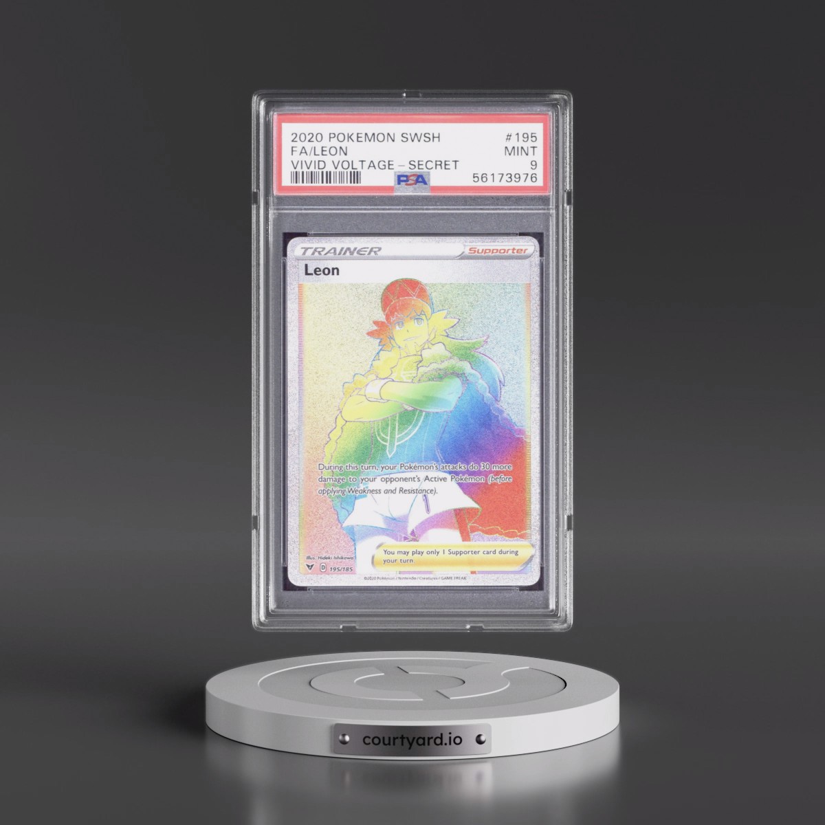 2020 Pokémon Sword & Shield Vivid Voltage #195 Leon - Full Art Secret (PSA 9 MINT)