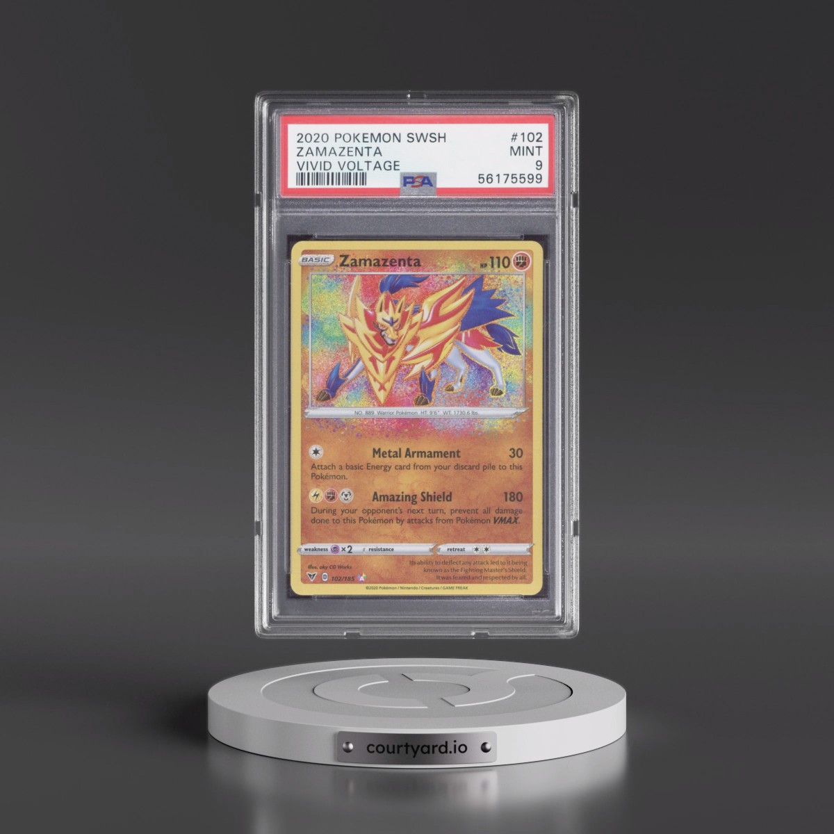 2020 Pokémon Sword & Shield Vivid Voltage #102 Zamazenta (PSA 9 MINT)