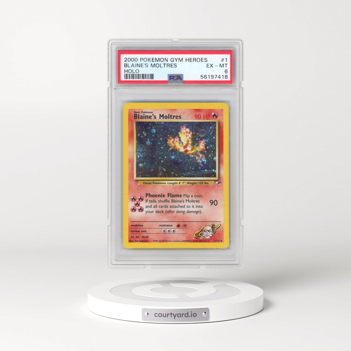 2000 Pokémon Gym Heroes #1 Blaine's Moltres - Holo (PSA 6 EX-MT)