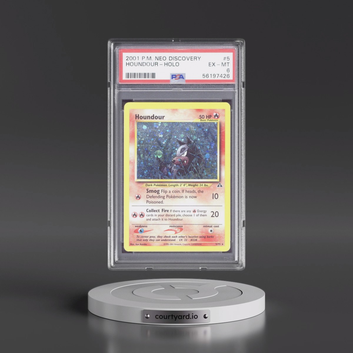 2001 Pokémon Neo Discovery #5 Houndour - Holo (PSA 6 EX-MT)
