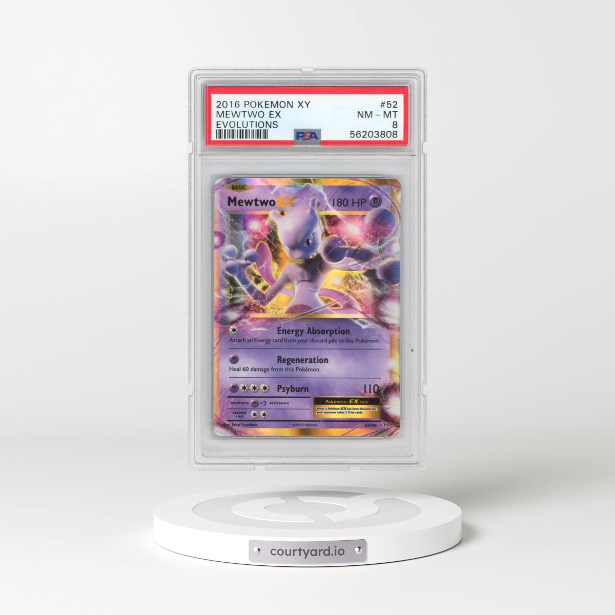 2016 Pokémon XY Evolutions #52 Mewtwo EX - Holo (PSA 8 NM-MT)