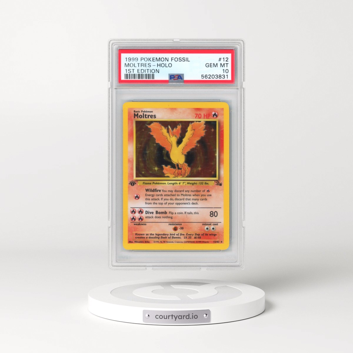 1999 Pokémon Fossil #12 Moltres - 1st Edition Holo (PSA 10 GEM MINT)