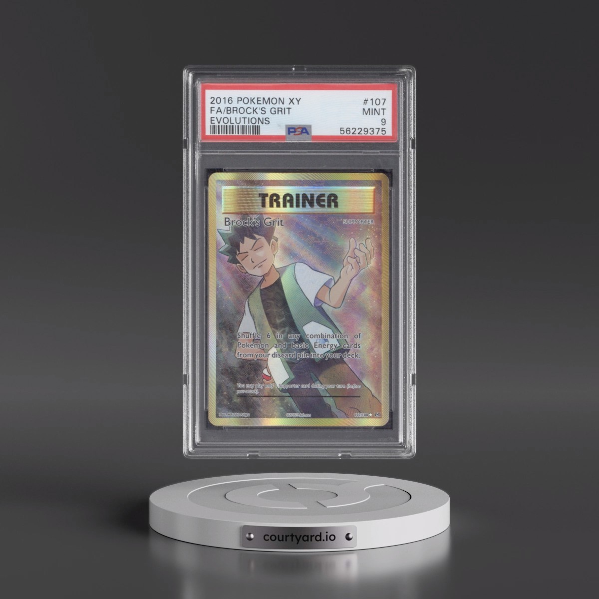 2016 Pokémon XY Evolutions #107 Brock's Grit - Full Art (PSA 9 MINT)