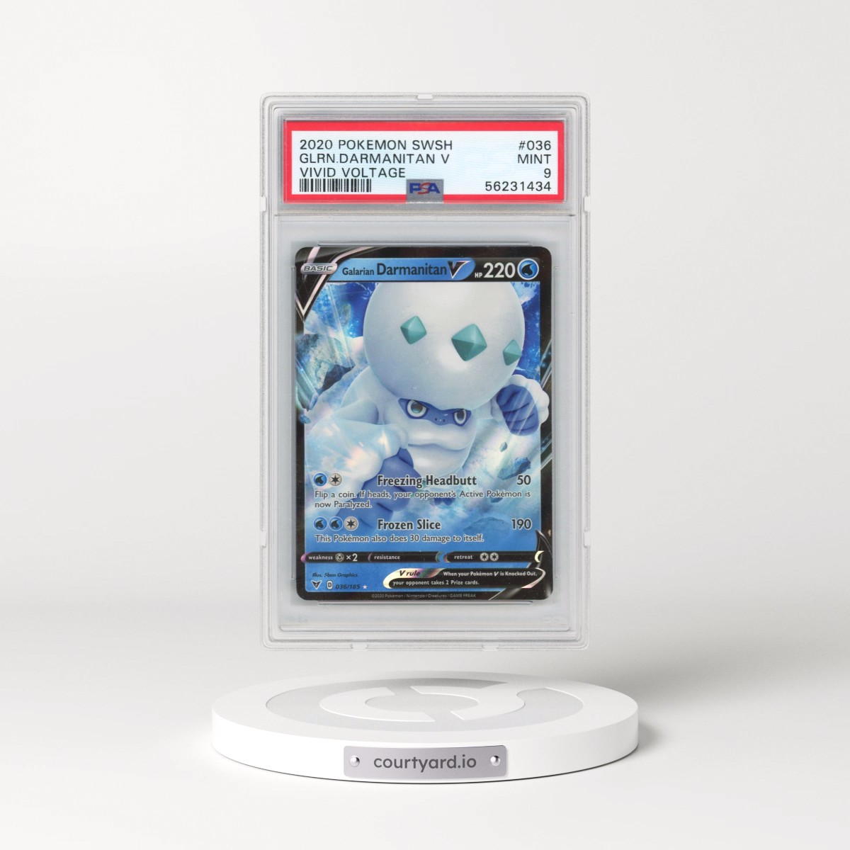 2020 Pokémon Sword & Shield Vivid Voltage #036 Galarian Darmanitan V - Holo (PSA 9 MINT)