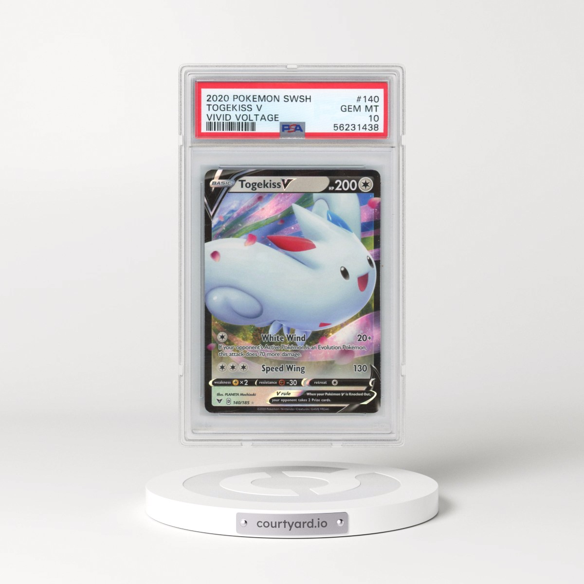 2020 Pokémon Sword & Shield Vivid Voltage #140 Togekiss V - Holo (PSA 10 GEM MINT)