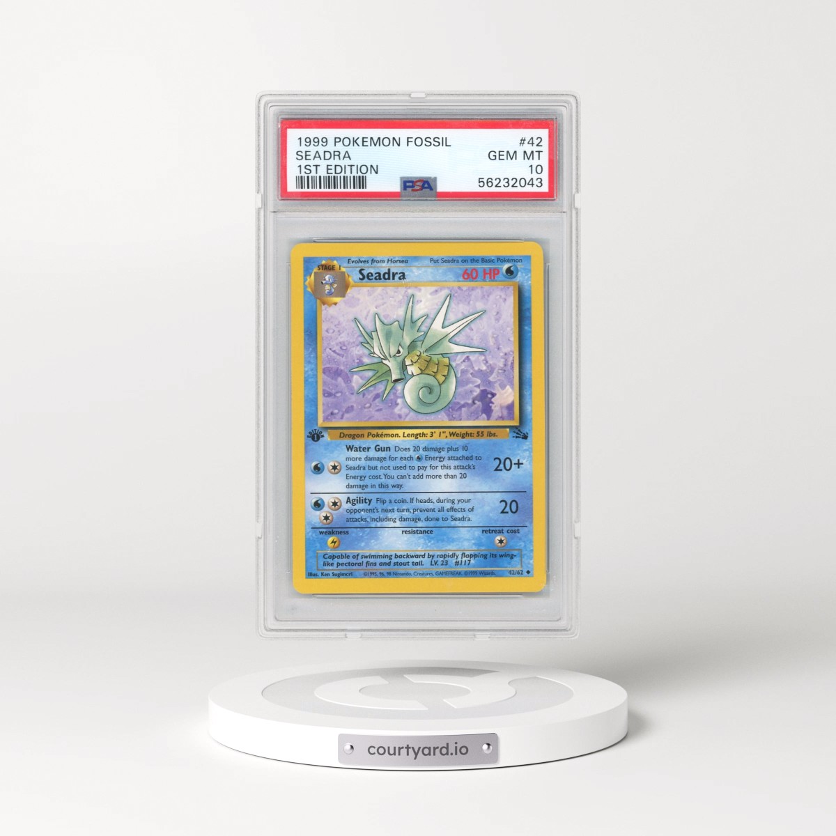 1999 Pokémon Fossil #42 Seadra - 1st Edition (PSA 10 GEM MINT)