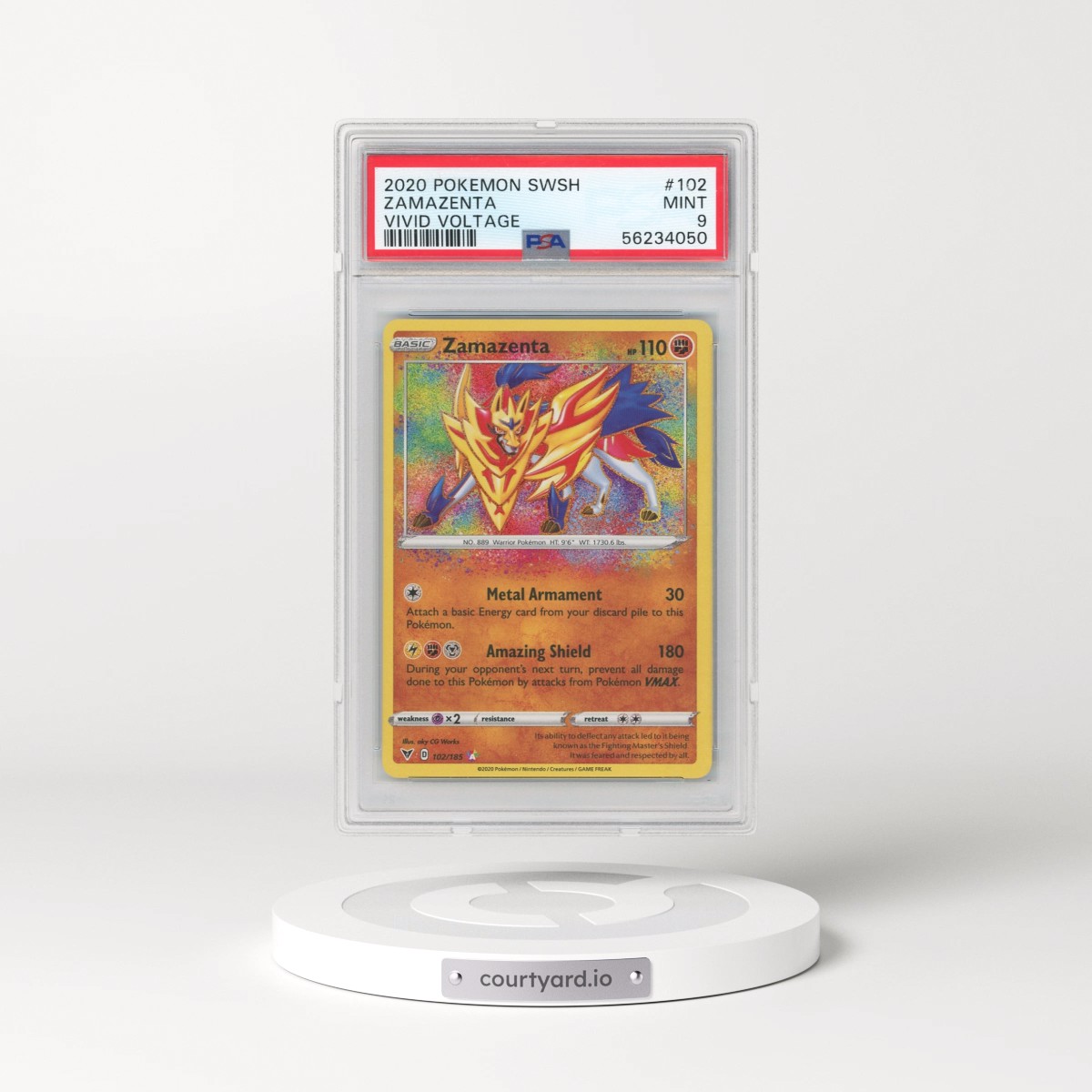 2020 Pokémon Sword & Shield Vivid Voltage #102 Zamazenta (PSA 9 MINT)