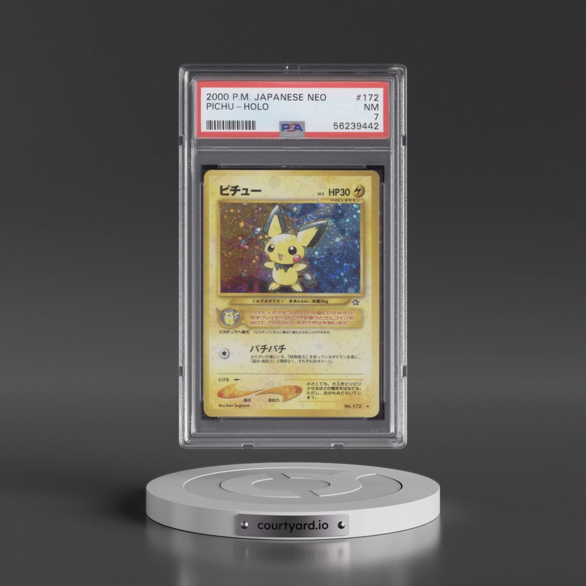 2000 Pokémon Neo #172 Pichu - Holo (PSA 7 NM)