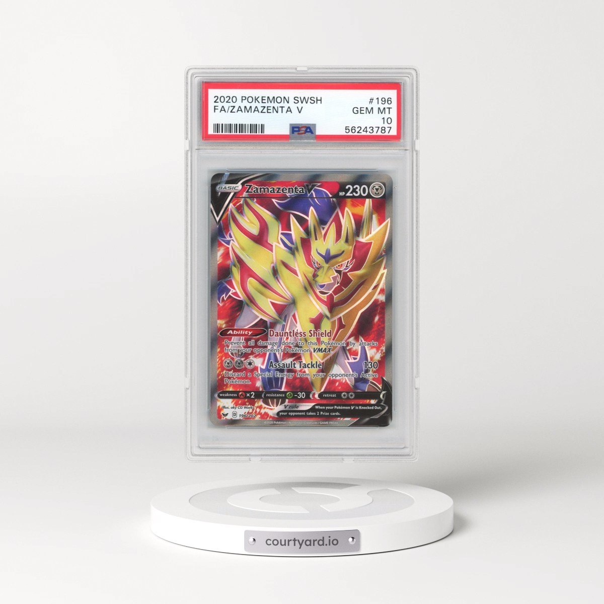 2020 Pokémon Sword & Shield #196 Zamazenta V - Holo Full Art (PSA 10 GEM MINT)