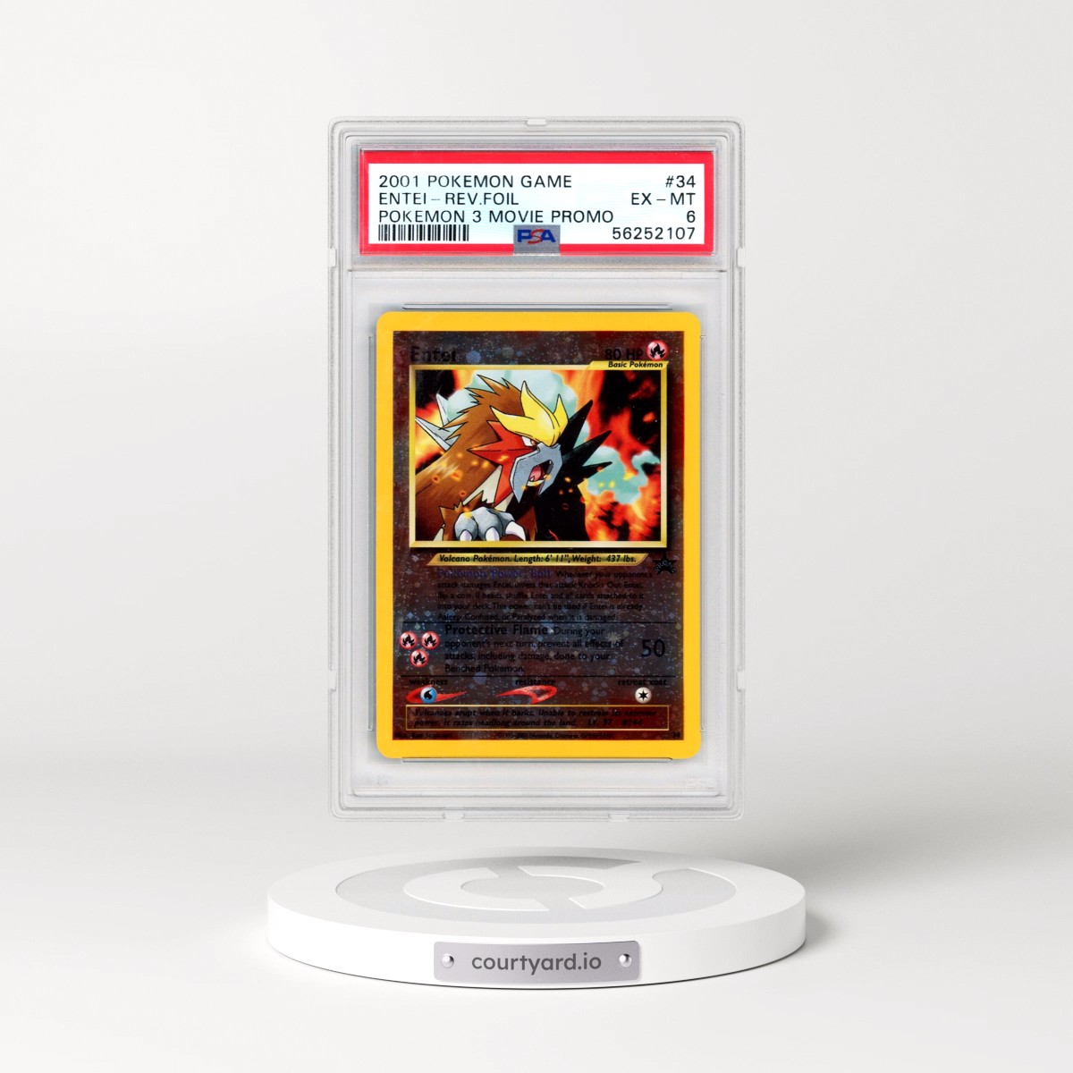 2001 Pokémon Game Movie #34 Entei - Reverse Foil Pokemon 3 Movie Promo (PSA 6 EX-MT)