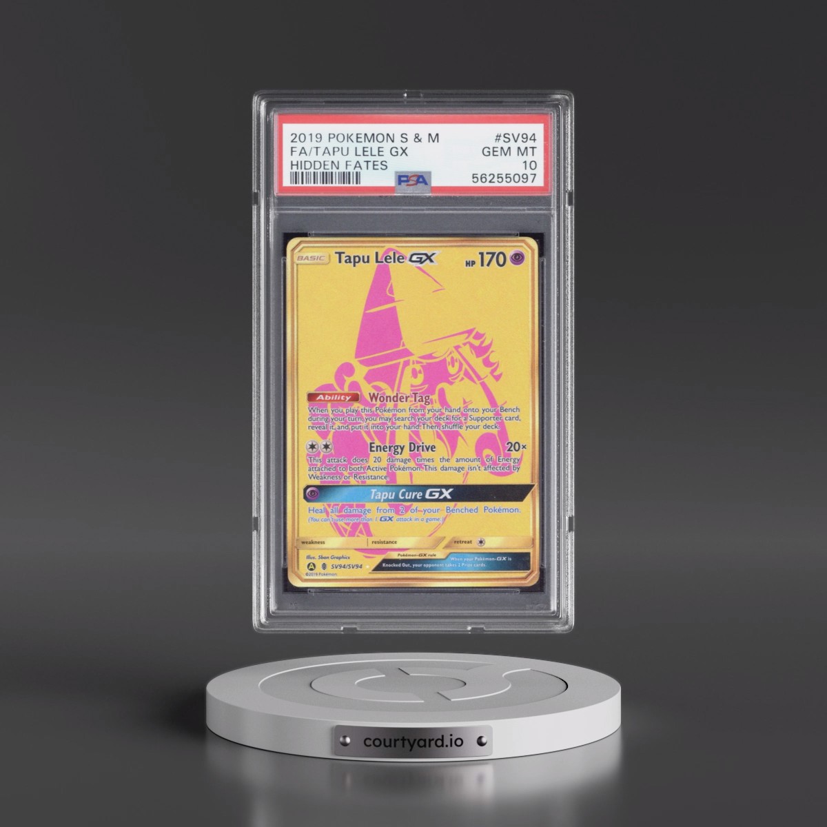 2019 Pokémon Sun & Moon Hidden Fates #SV94 Tapu Lele GX - Holo Full Art (PSA 10 GEM MINT)