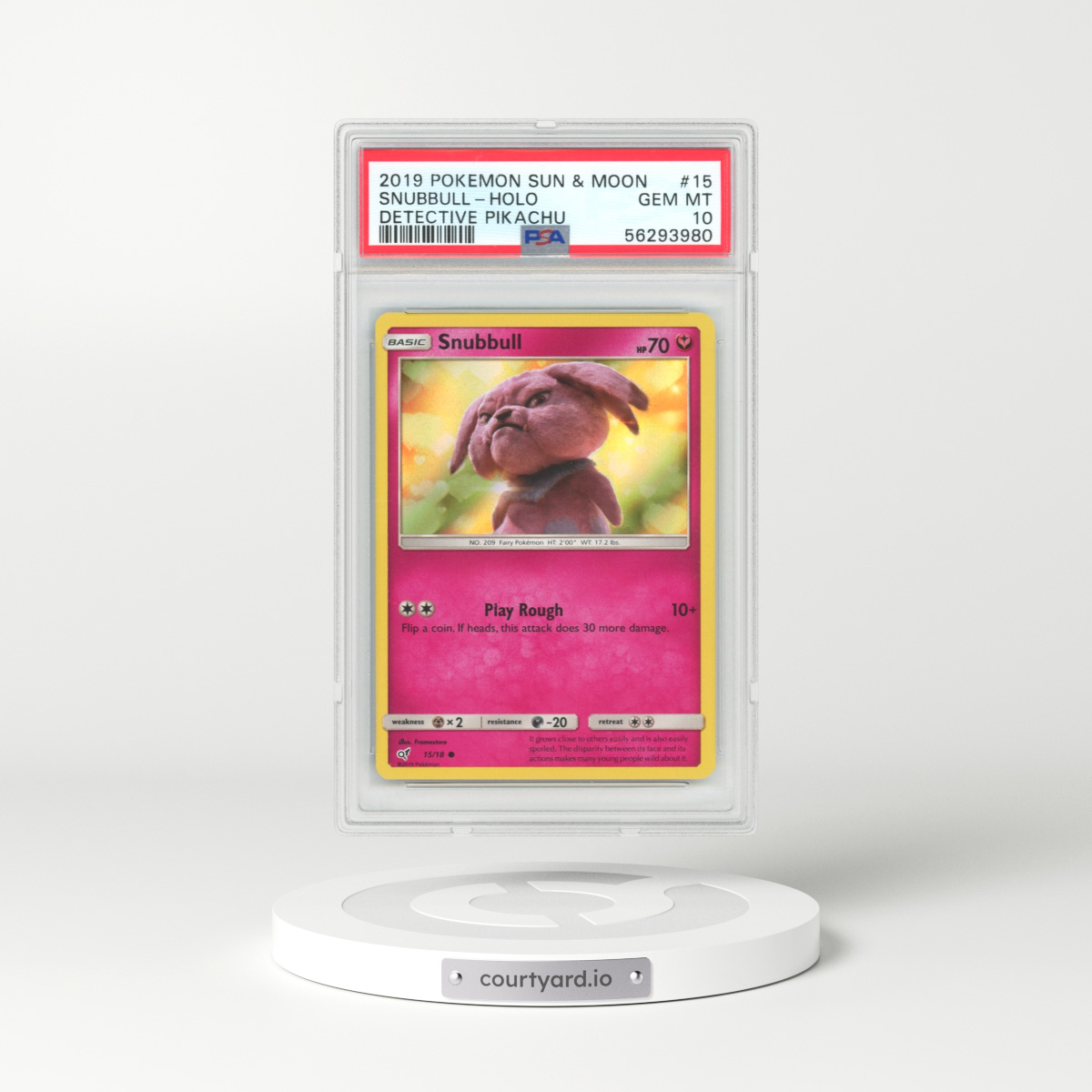 2019 Detective Pikachu #15 Snubbull - Holo (PSA 10 GEM MINT)