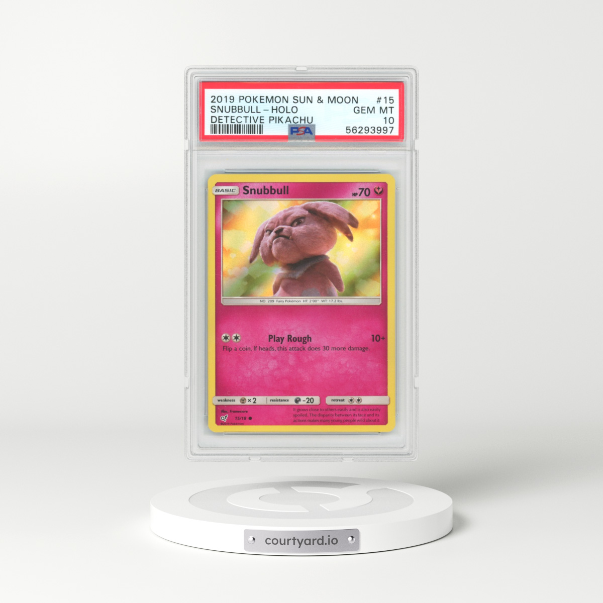 2019 Detective Pikachu #15 Snubbull - Holo (PSA 10 GEM MINT)