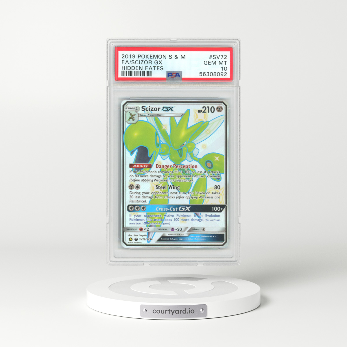 2019 Hidden Fates #SV72 Scizor Gx - Full Art Holo (PSA 10 GEM MINT)