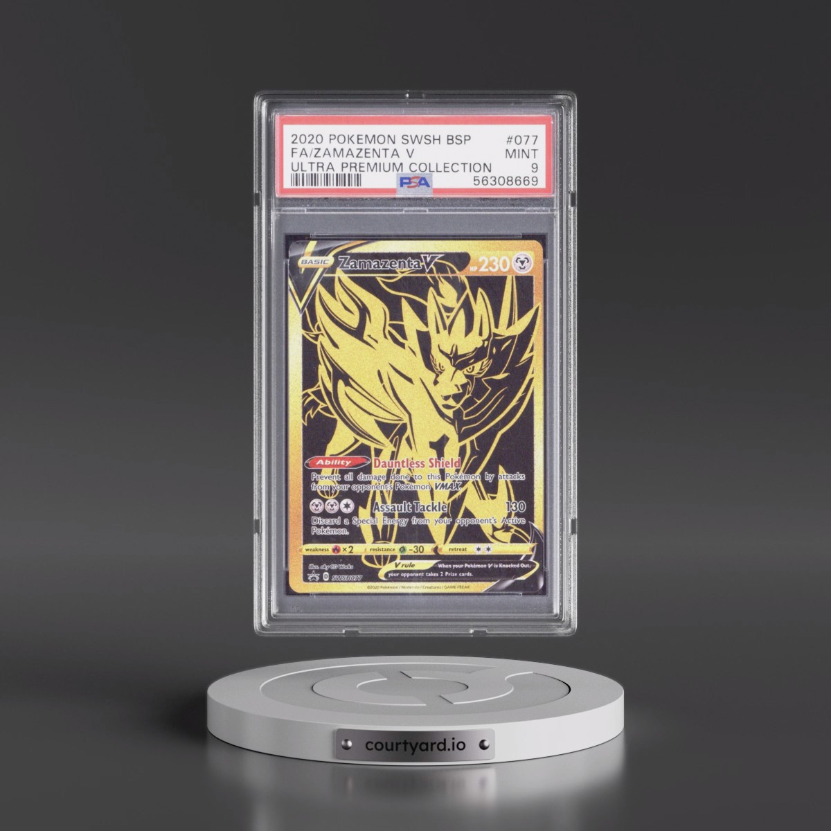 2020 Pokémon Swsh Black Star Promo #077 Zamazenta V - Holo Full Art Ultra Premium Collection (PSA 9 MINT)