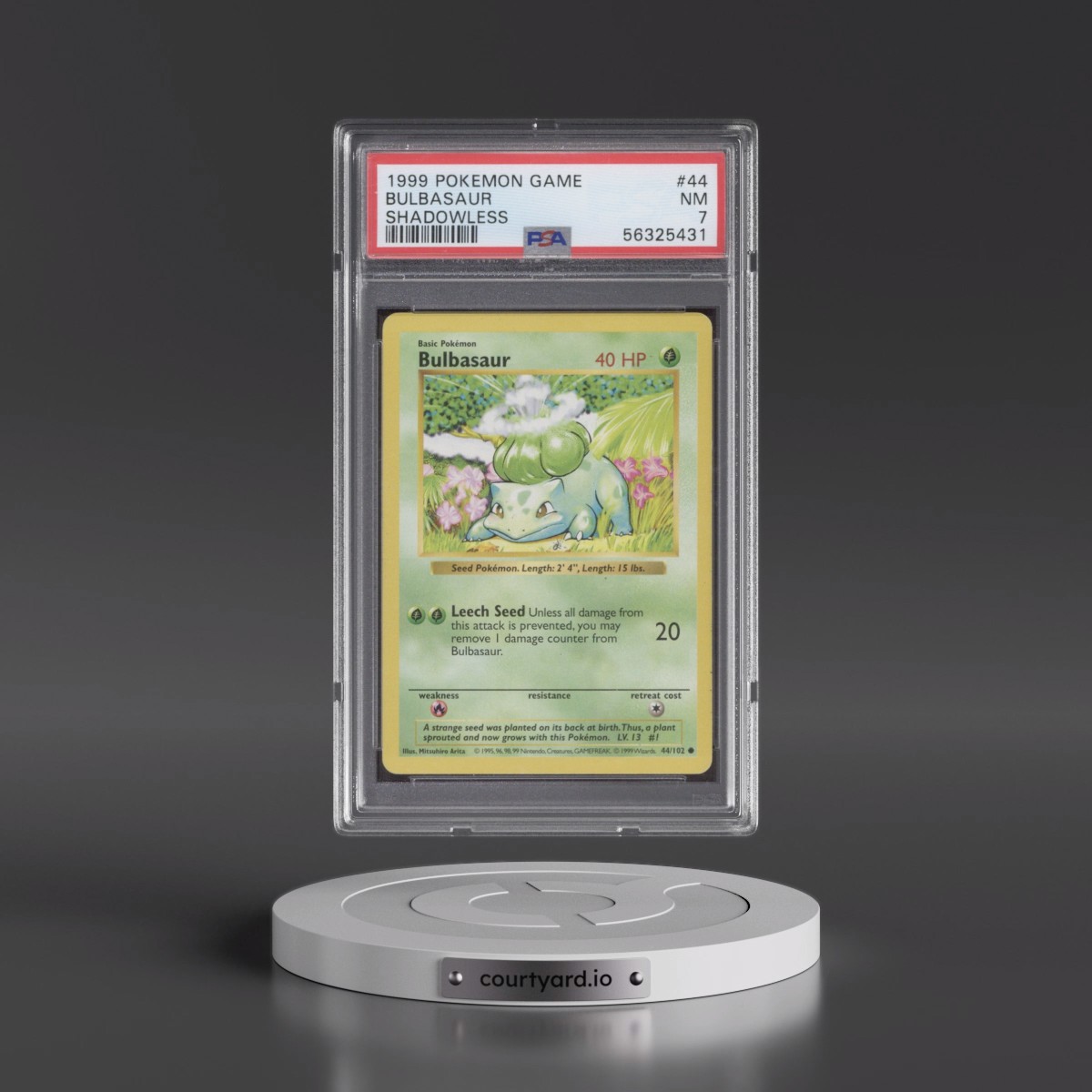 1999 Pokémon Game #44 Bulbasaur - Shadowless (PSA 7 NM)