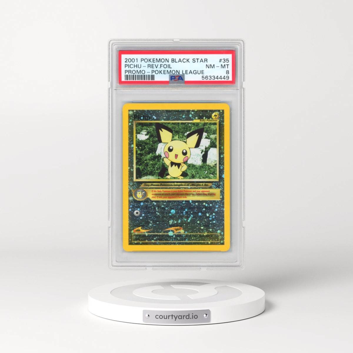 2001 Pokémon Promo Black Star #35 Pichu - Reverse Foil Pokemon League (PSA 8 NM-MT)