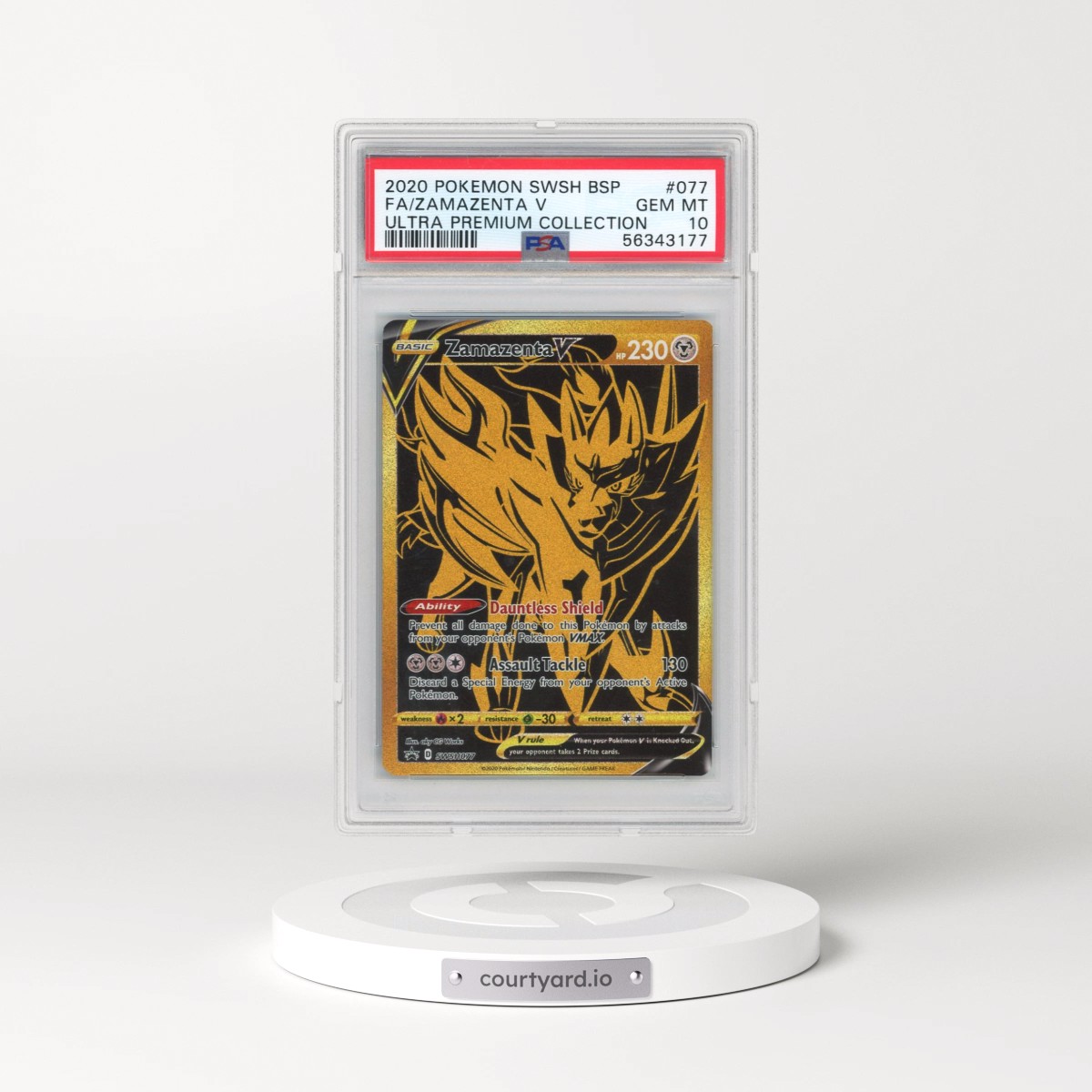 2020 Pokémon Swsh Black Star Promo #077 Zamazenta V - Holo Full Art Ultra Premium Collection (PSA 10 GEM MINT)