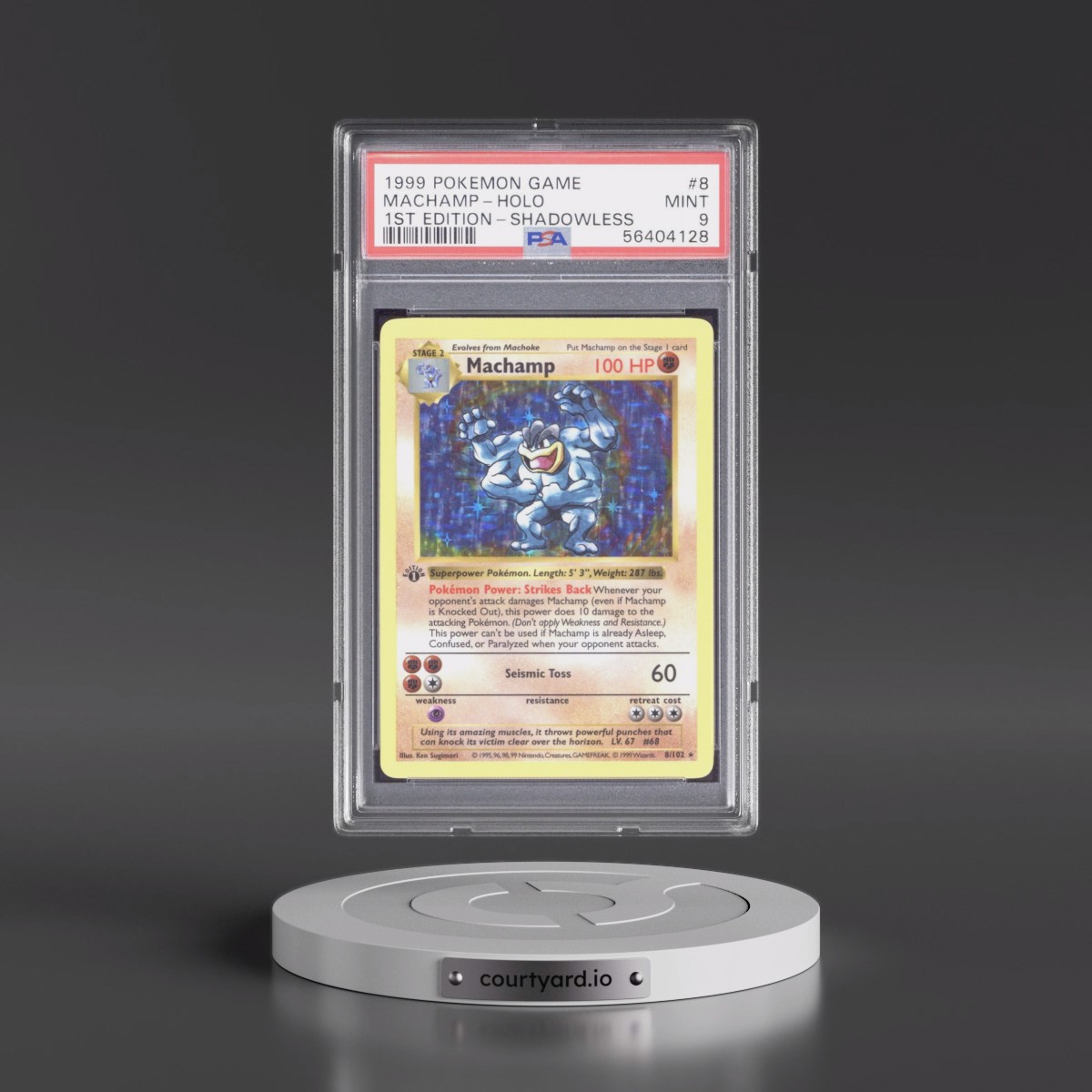1999 Pokémon Game #8 Machamp - 1st Edition Holo Shadowless (PSA 9 MINT)