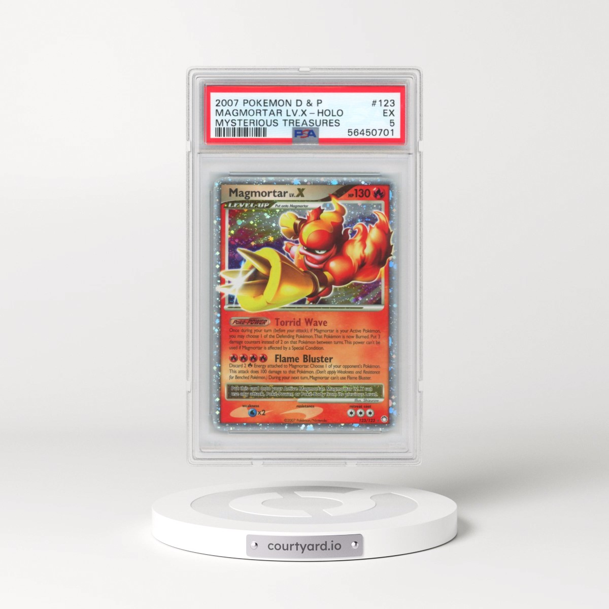 2007 Pokémon Diamond & Pearl Mysterious Treasures #123 Magmortar LV.X - Holo (PSA 5 EX)