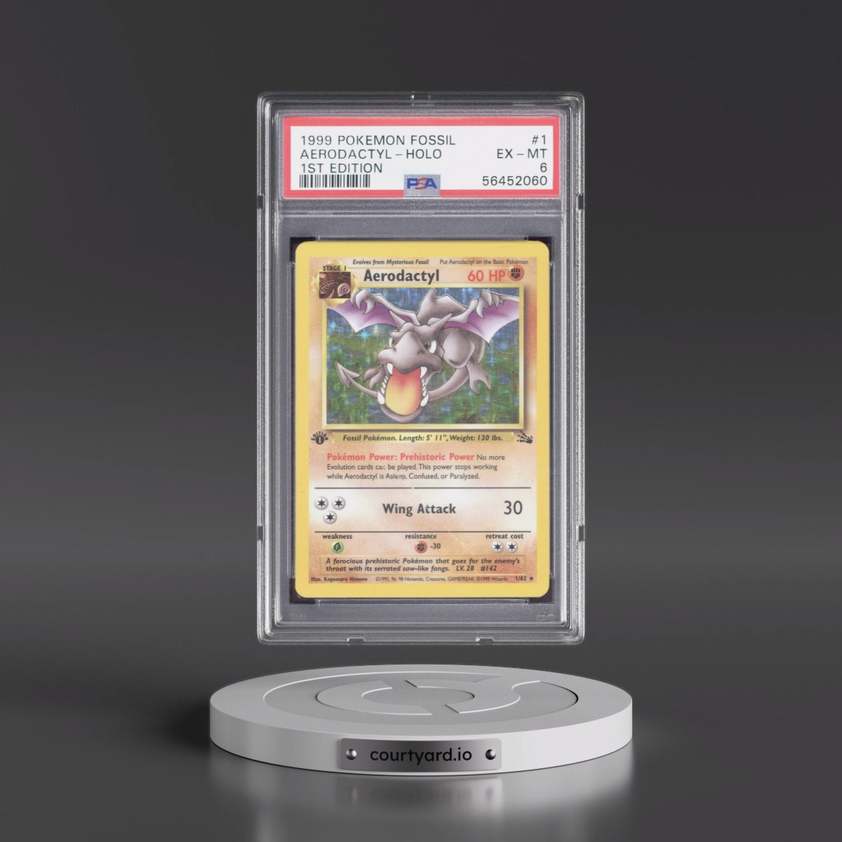 1999 Pokémon Fossil #1 Aerodactyl - 1st Edition Holo (PSA 6 EX-MT)