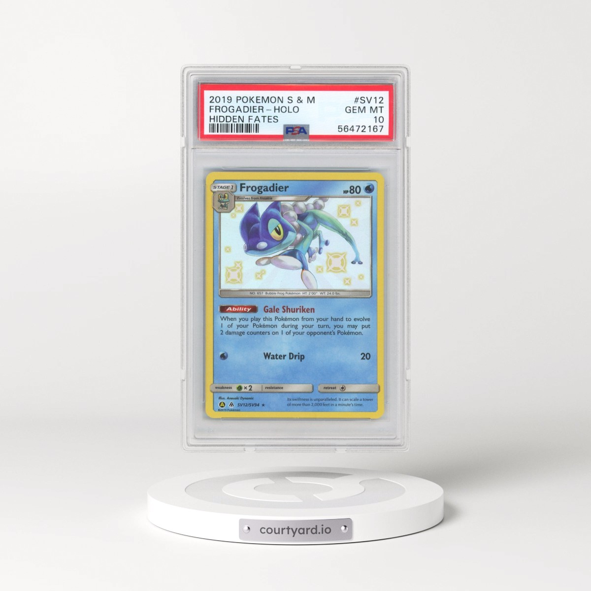 2019 Pokémon Sun & Moon Hidden Fates #SV12 Frogadier - Holo (PSA 10 GEM MINT)