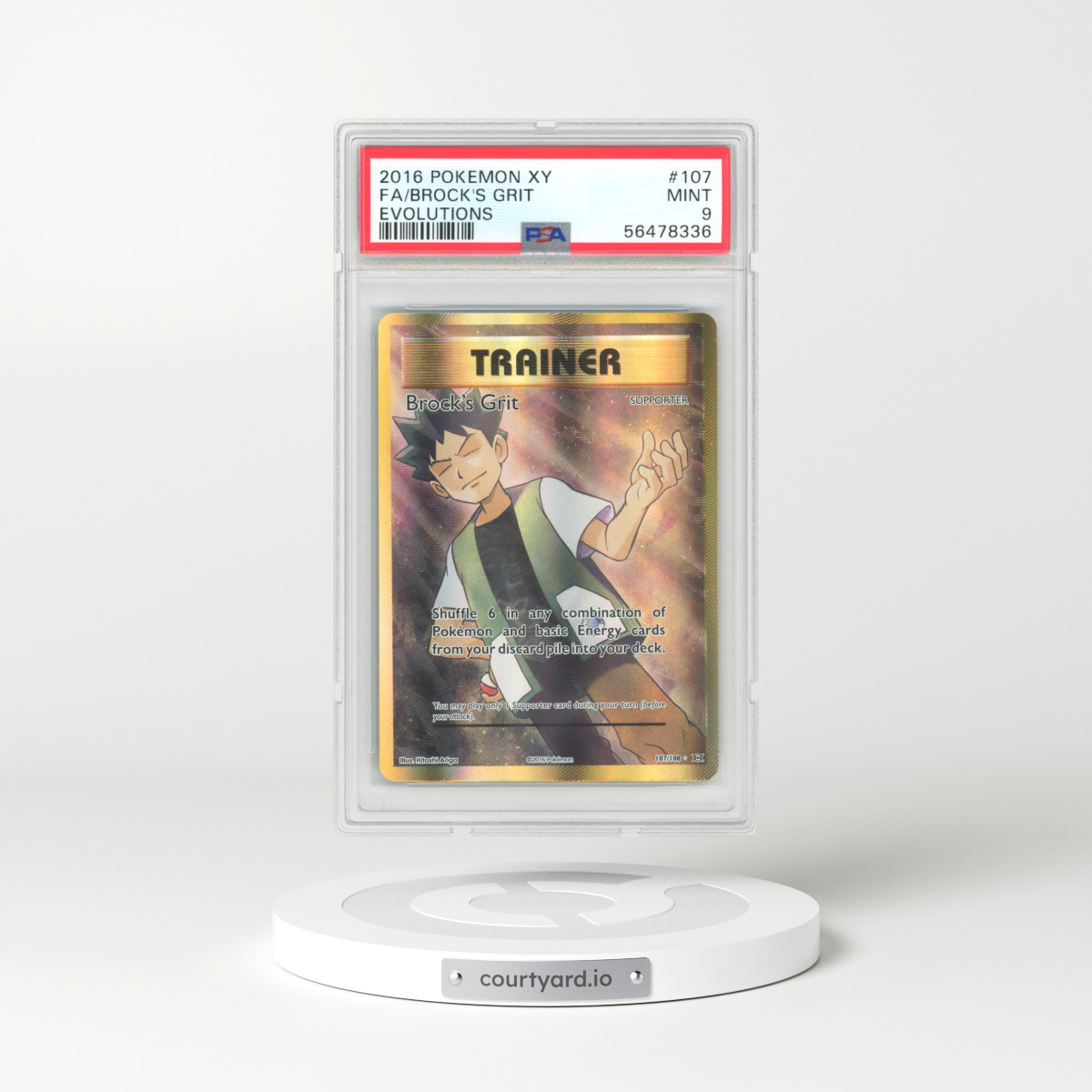 2016 Evolutions #107 Brock's Grit - Full Art Holo (PSA 9 MINT)