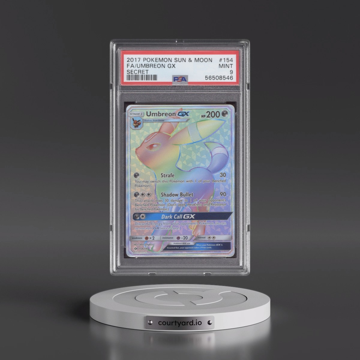 2017 Pokémon Sun & Moon #154 Umbreon GX - Holo Full Art Secret (PSA 9 MINT)