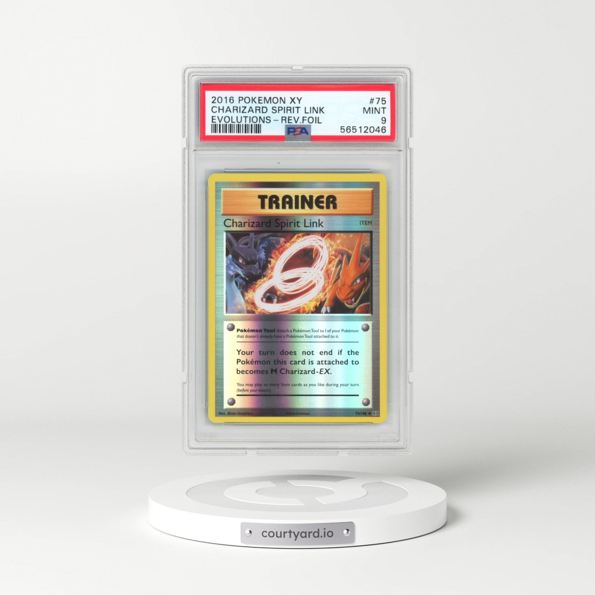 2016 Pokémon XY Evolutions #75 Charizard Spirit Link - Reverse Foil (PSA 9 MINT)