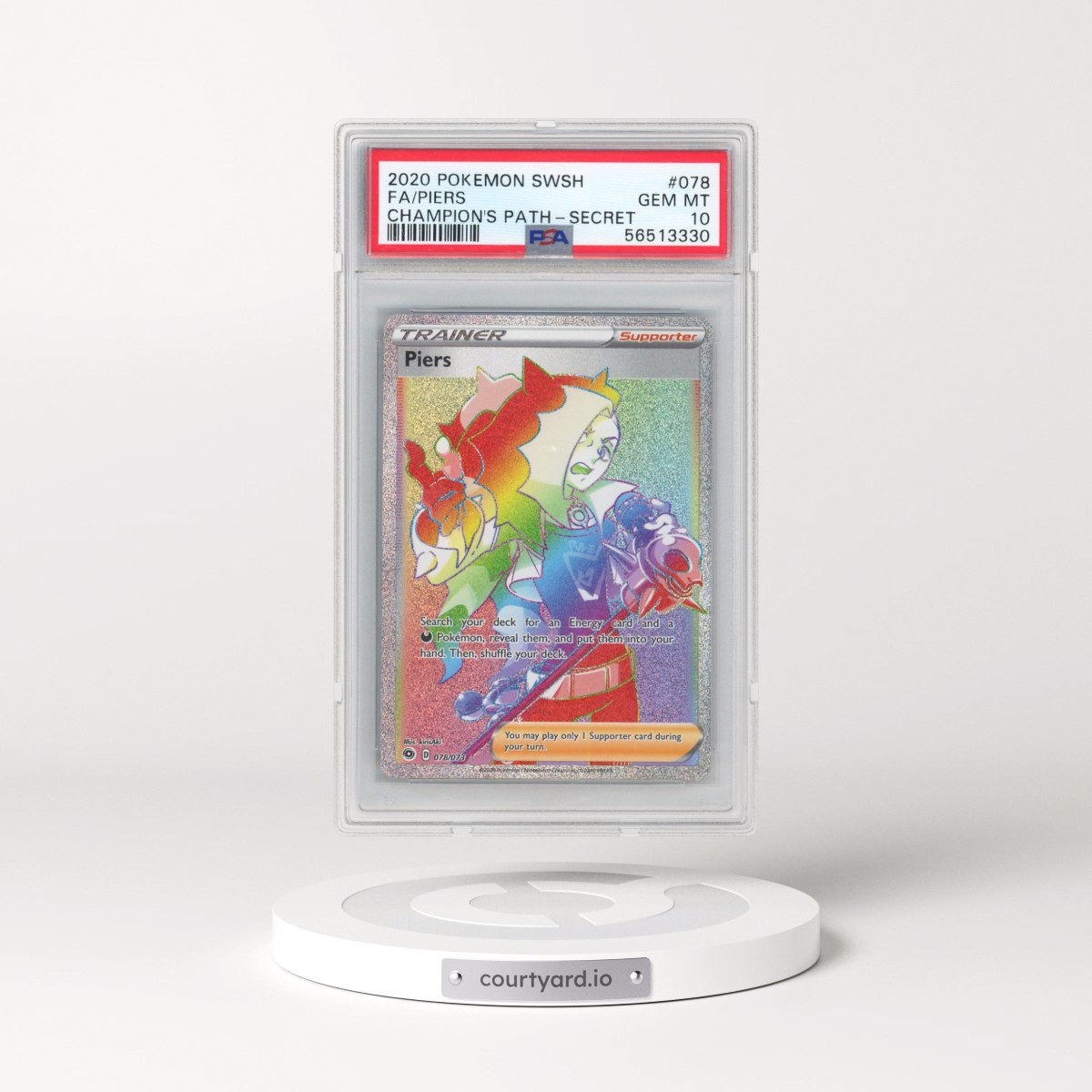 2020 Pokémon Sword & Shield Champion's Path #078 Piers - Full Art Secret (PSA 10 GEM MINT)