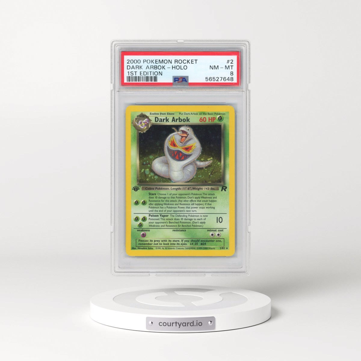 2000 Pokémon Rocket #2 Dark Arbok - 1st Edition Holo (PSA 8 NM-MT)