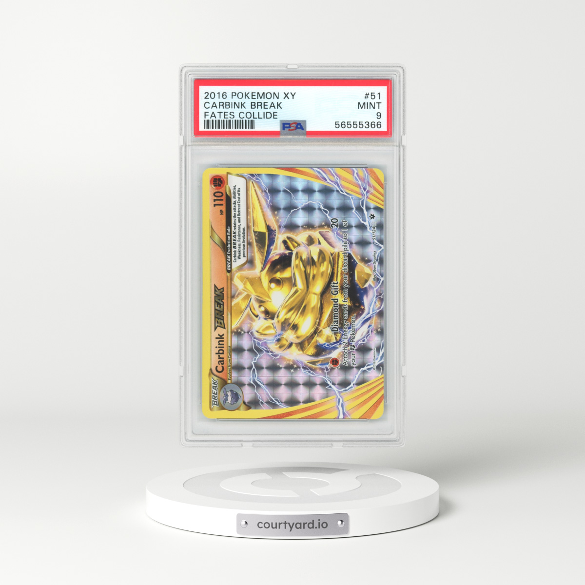 2016 Fates Collide #51 Carbink Break - Full Art Holo (PSA 9 MINT)