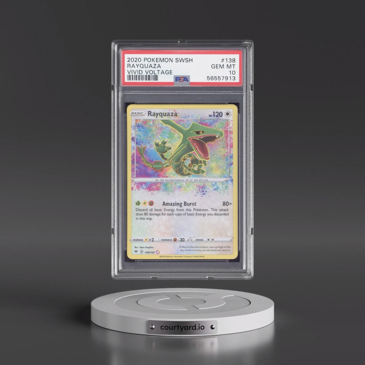 2020 Pokémon Sword & Shield Vivid Voltage Rayquaza #138 PSA 10
