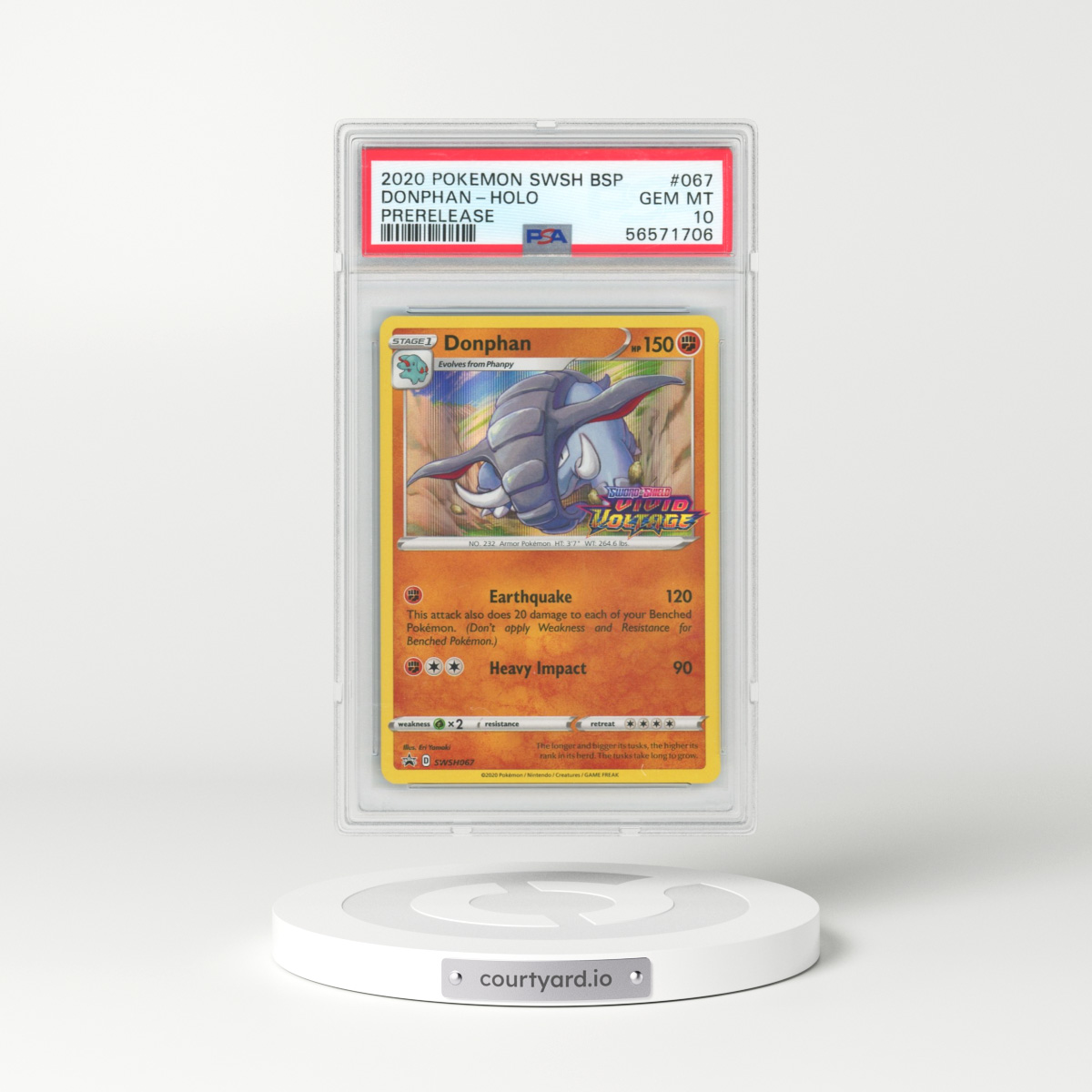 2020 Pokémon Swsh Black Star Promo #067 Donphan - Holo Prerelease (PSA 10 GEM MINT)