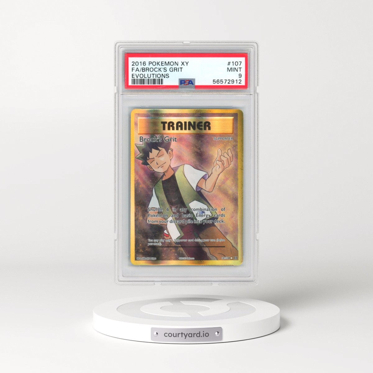 2016 Pokémon XY Evolutions #107 Brock's Grit - Full Art (PSA 9 MINT)