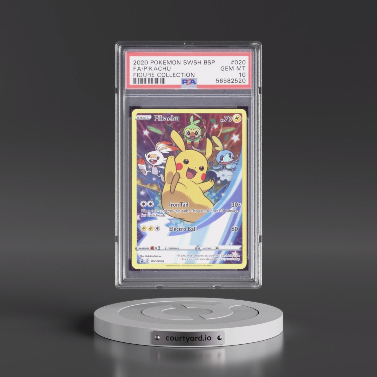 2020 Pokémon Swsh Black Star Promo #020 Pikachu - Full Art Figure Collection (PSA 10 GEM MINT)