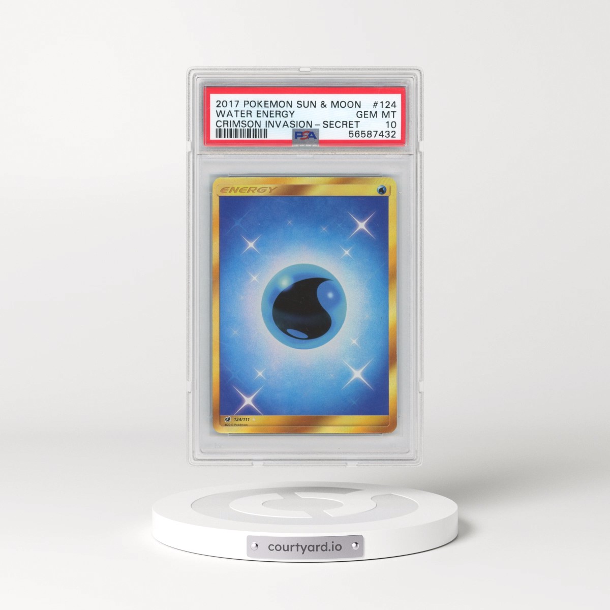 2017 Pokémon Sun & Moon Crimson Invasion #124 Water Energy - Secret (PSA 10 GEM MINT)