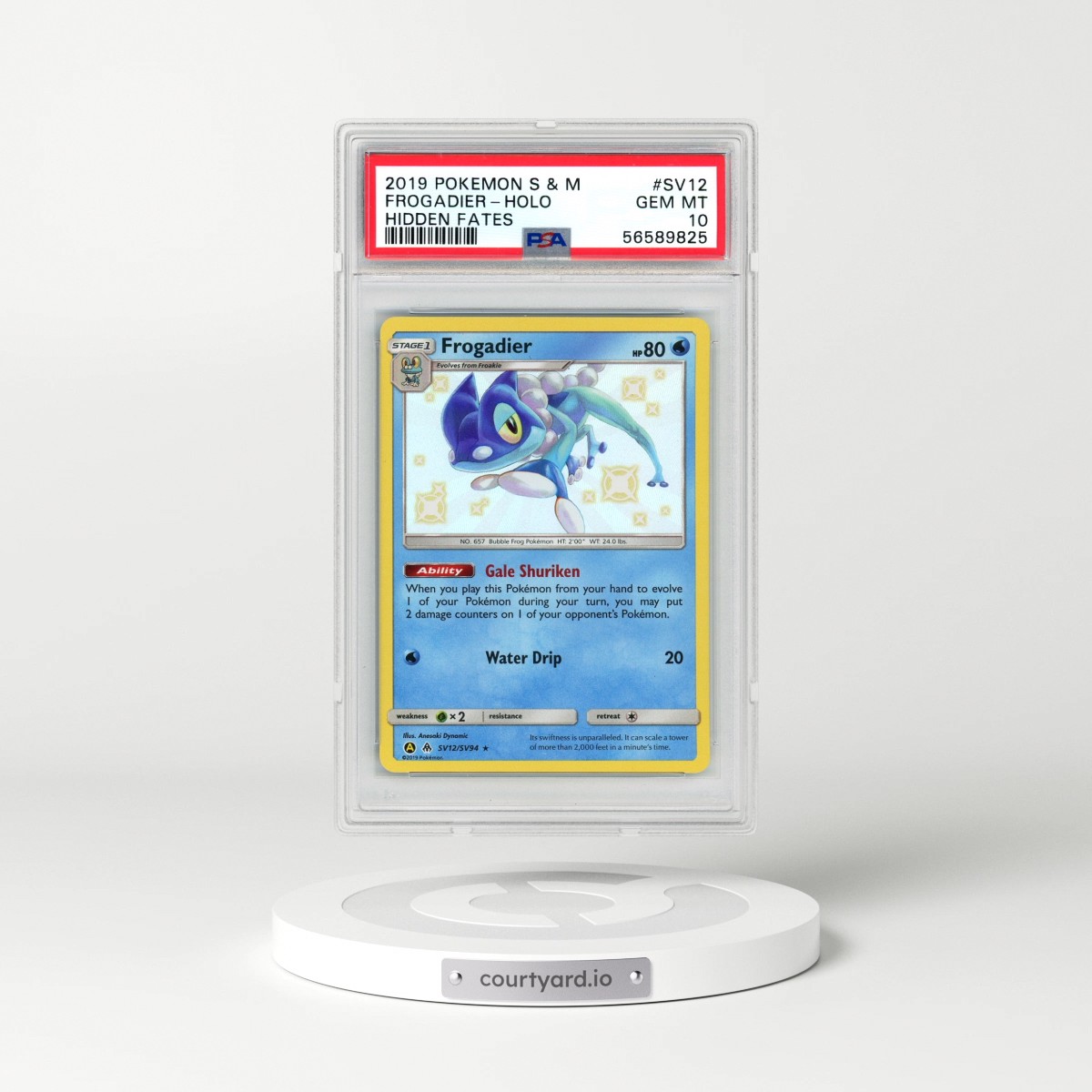 2019 Pokémon Sun & Moon Hidden Fates #SV12 Frogadier - Holo (PSA 10 GEM MINT)