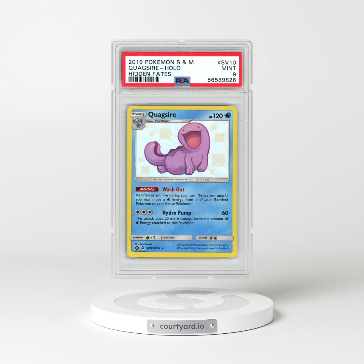 2019 Pokémon Sun & Moon Hidden Fates #SV10 Quagsire - Holo (PSA 9 MINT)