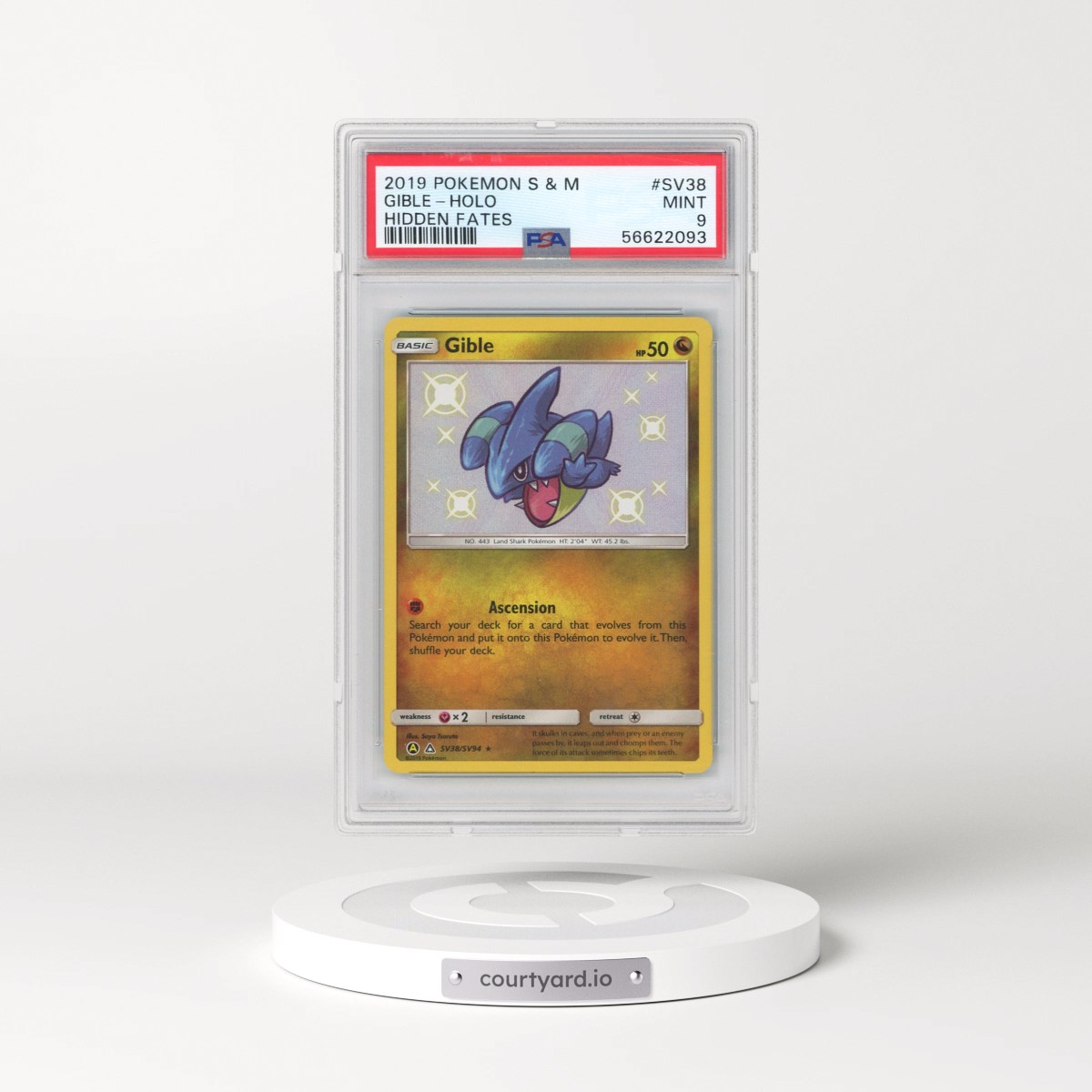 2019 Pokémon Sun & Moon Hidden Fates #SV38 Gible - Holo (PSA 9 MINT)